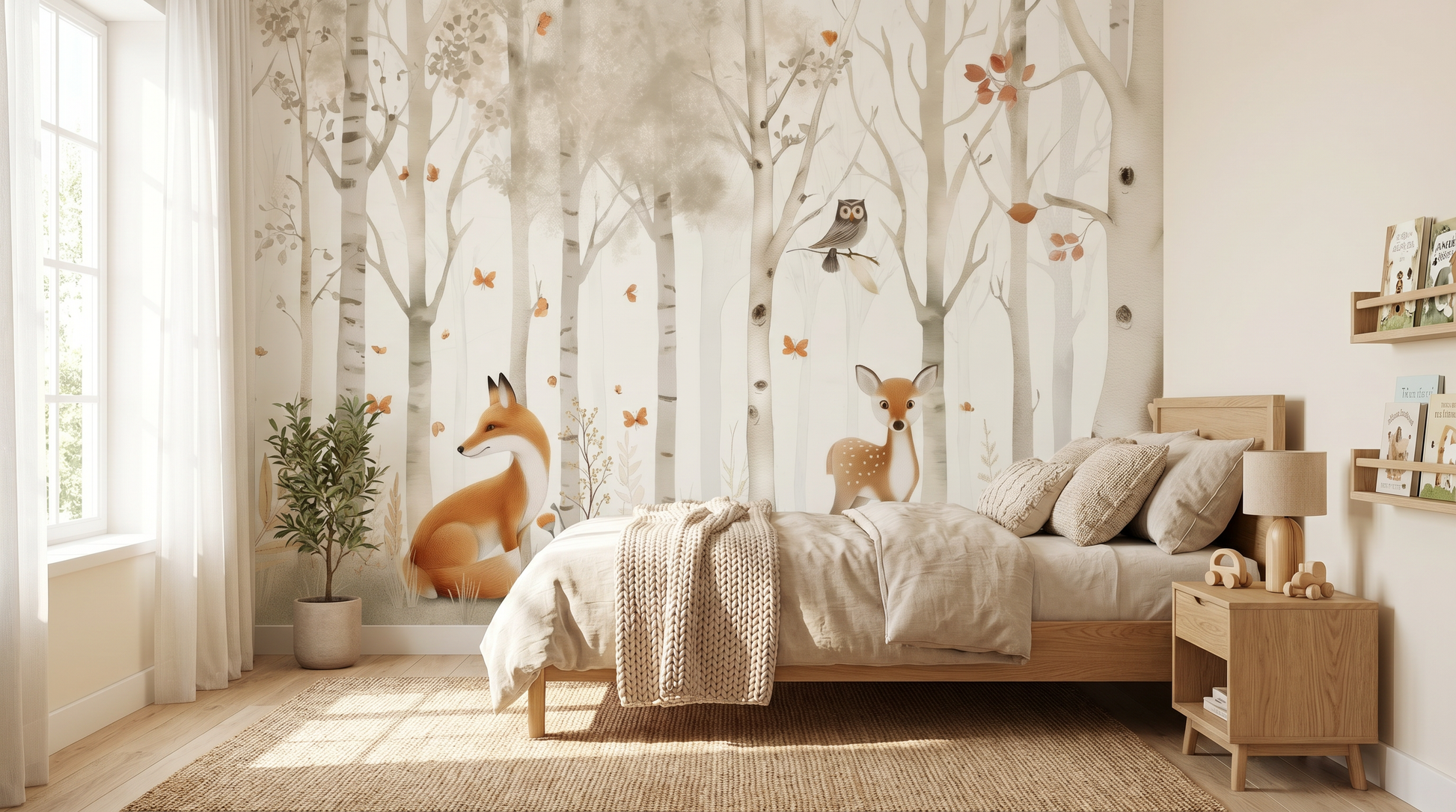 Whispering Birch Woodland Wall Mural – wall mural, view 4