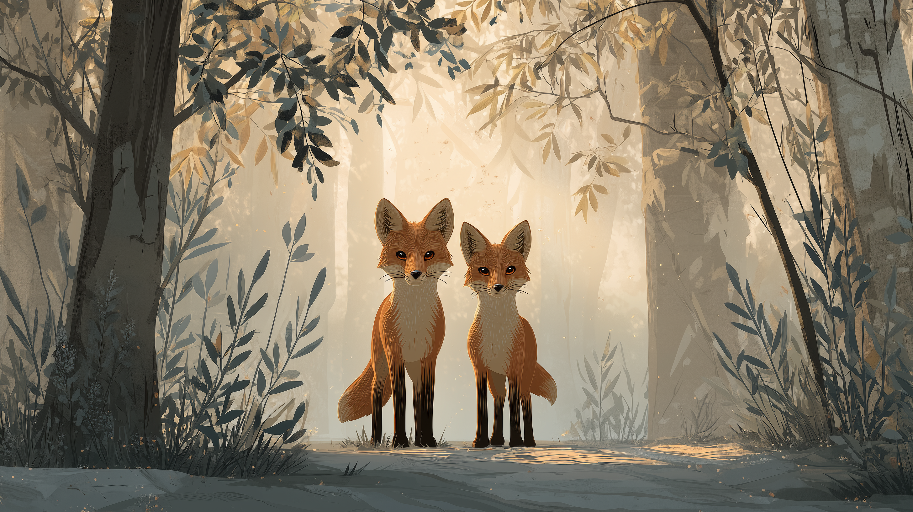 Golden Fox Hollow Wall Mural