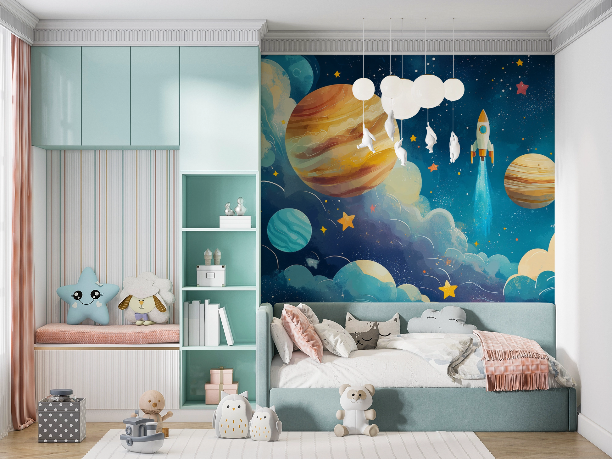 Starlight Rocket Adventure Wall Mural – wall mural, view 3