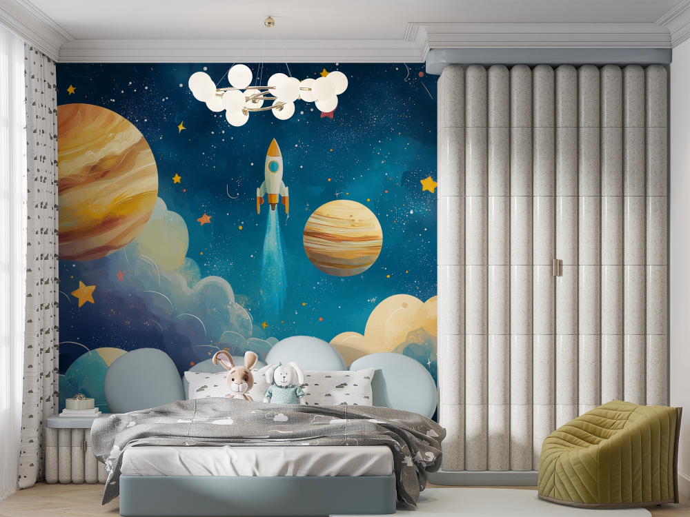 Starlight Rocket Adventure Wall Mural – wall mural, view 4