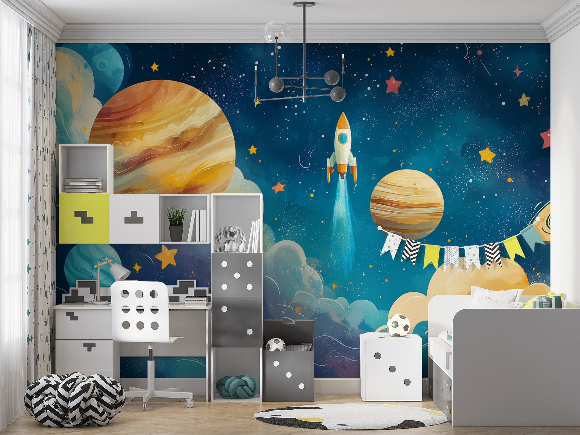 Starlight Rocket Adventure Wall Mural – wall mural, view 5