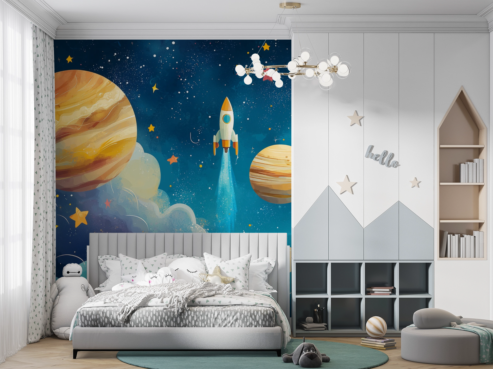 Starlight Rocket Adventure Wall Mural
