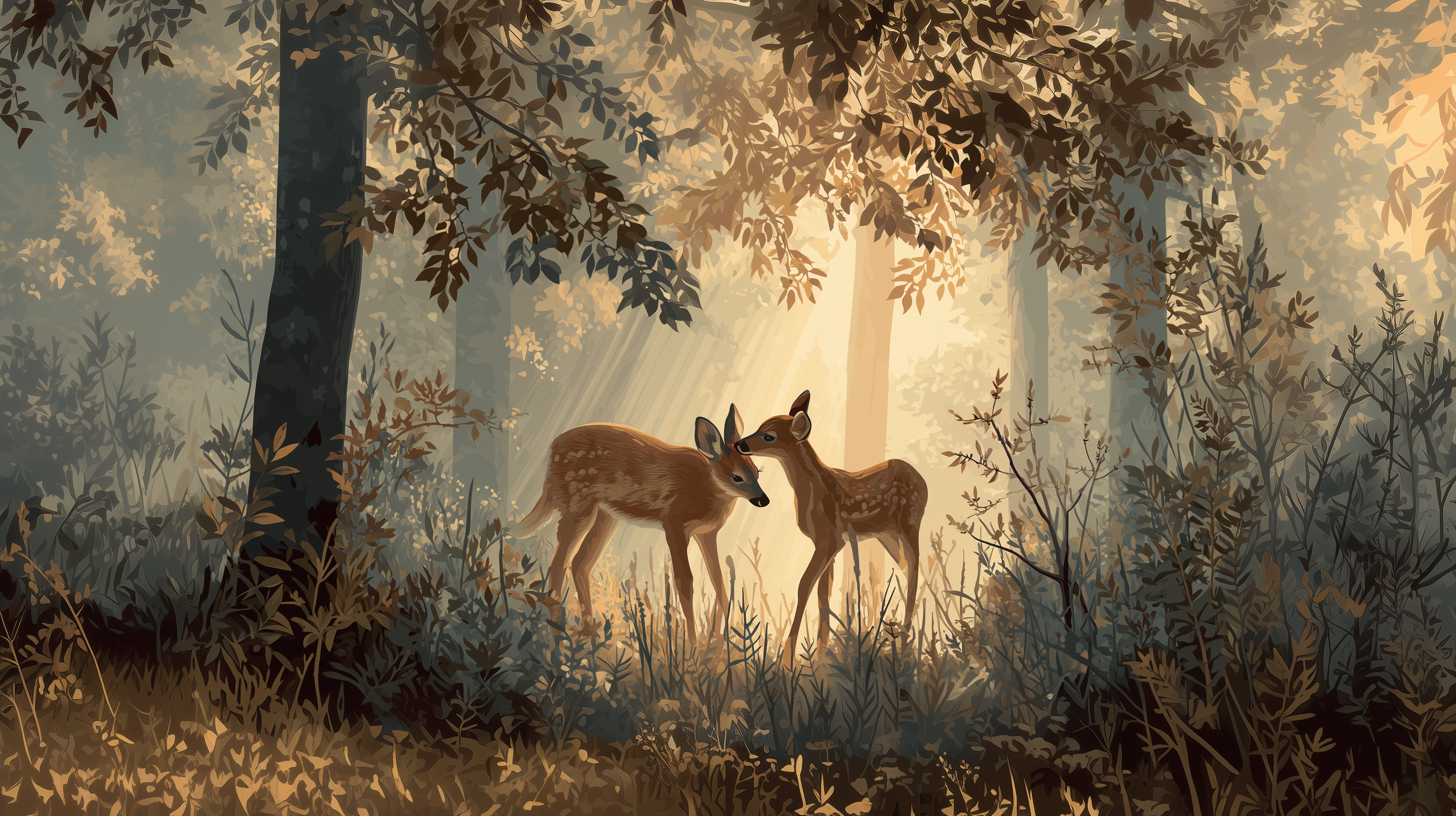Golden Woodland Fawn Wall Mural