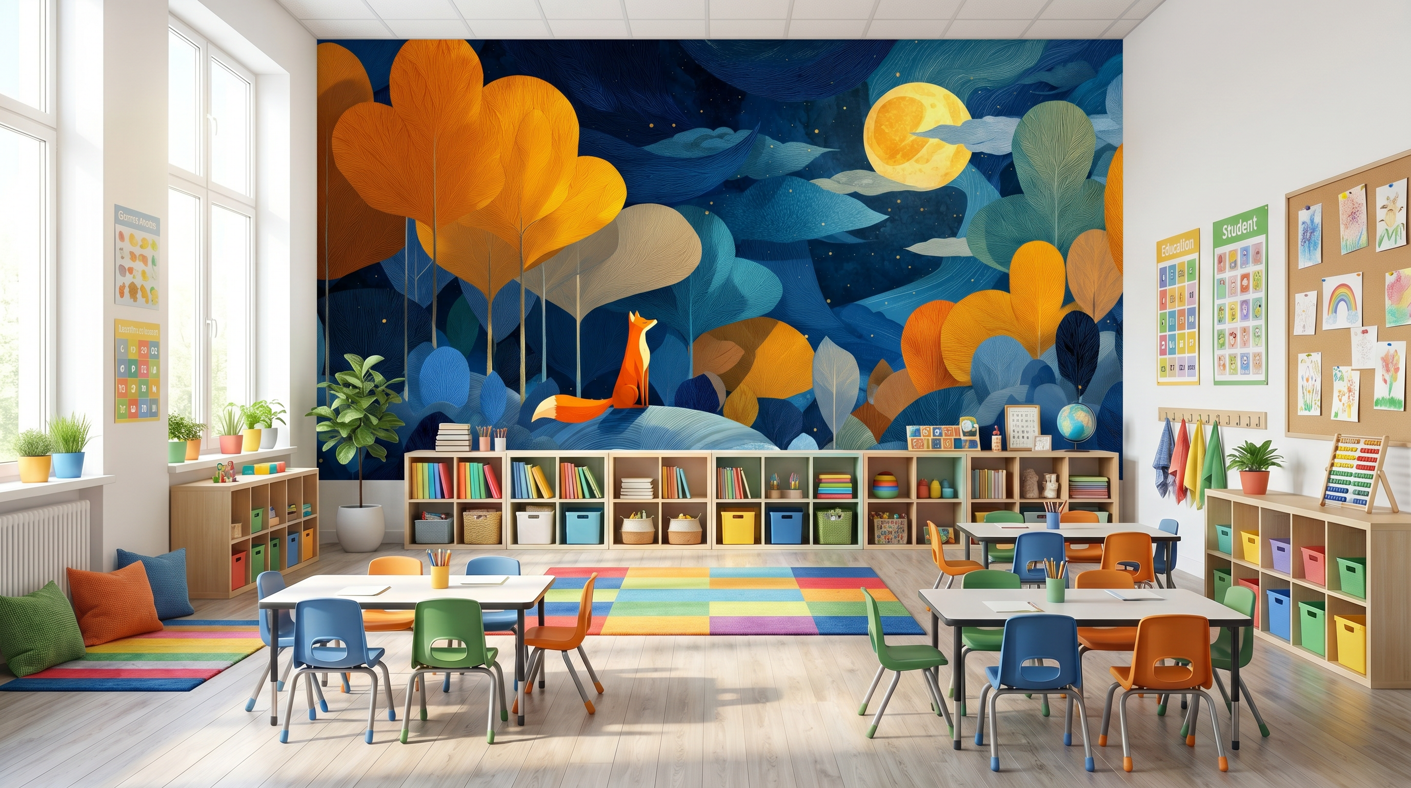 Moonlit Fox Grove Wall Mural