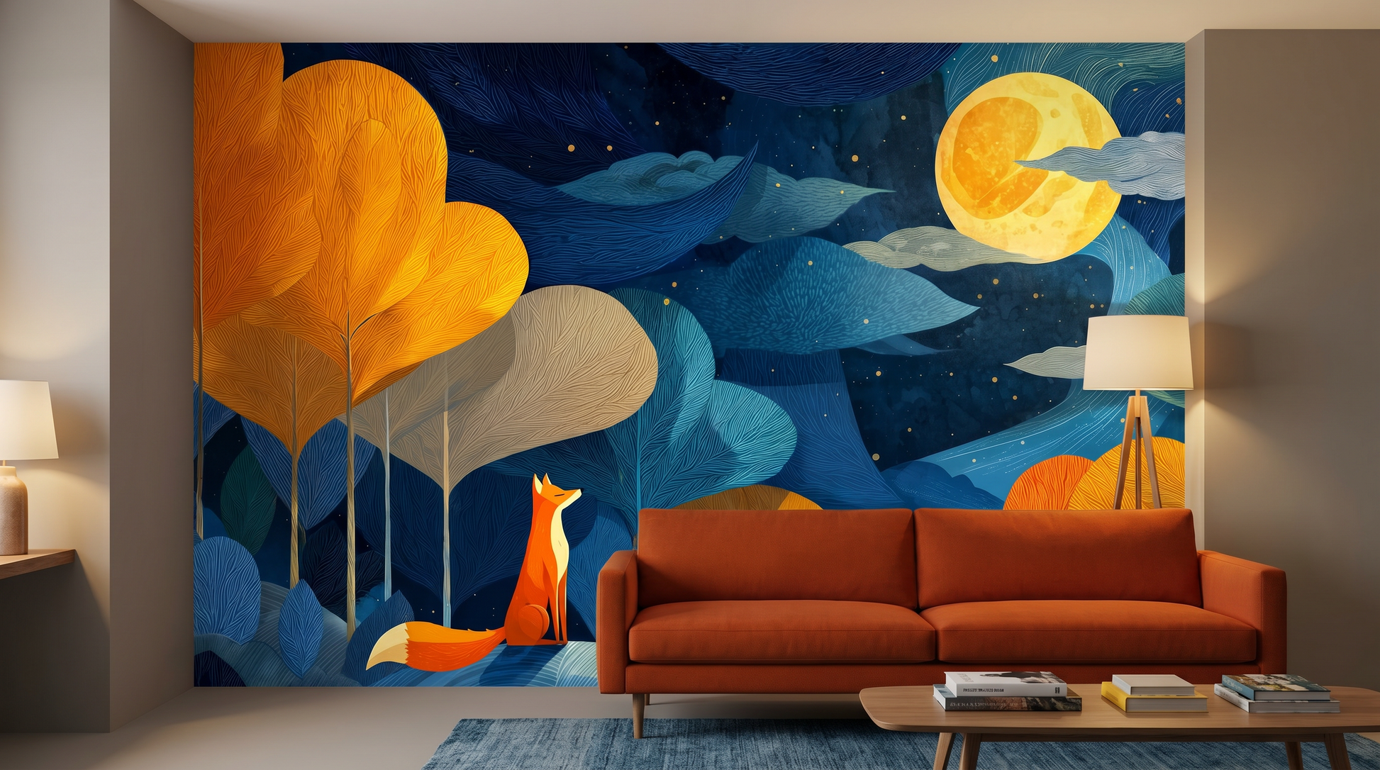 Moonlit Fox Grove Wall Mural – wall mural, view 3
