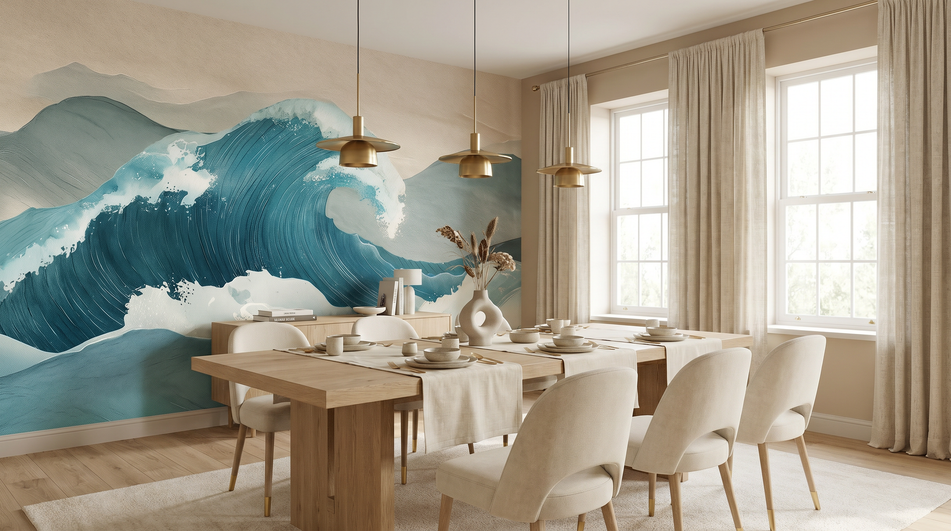 Serene Tidal Layers Wall Mural – wall mural, view 3