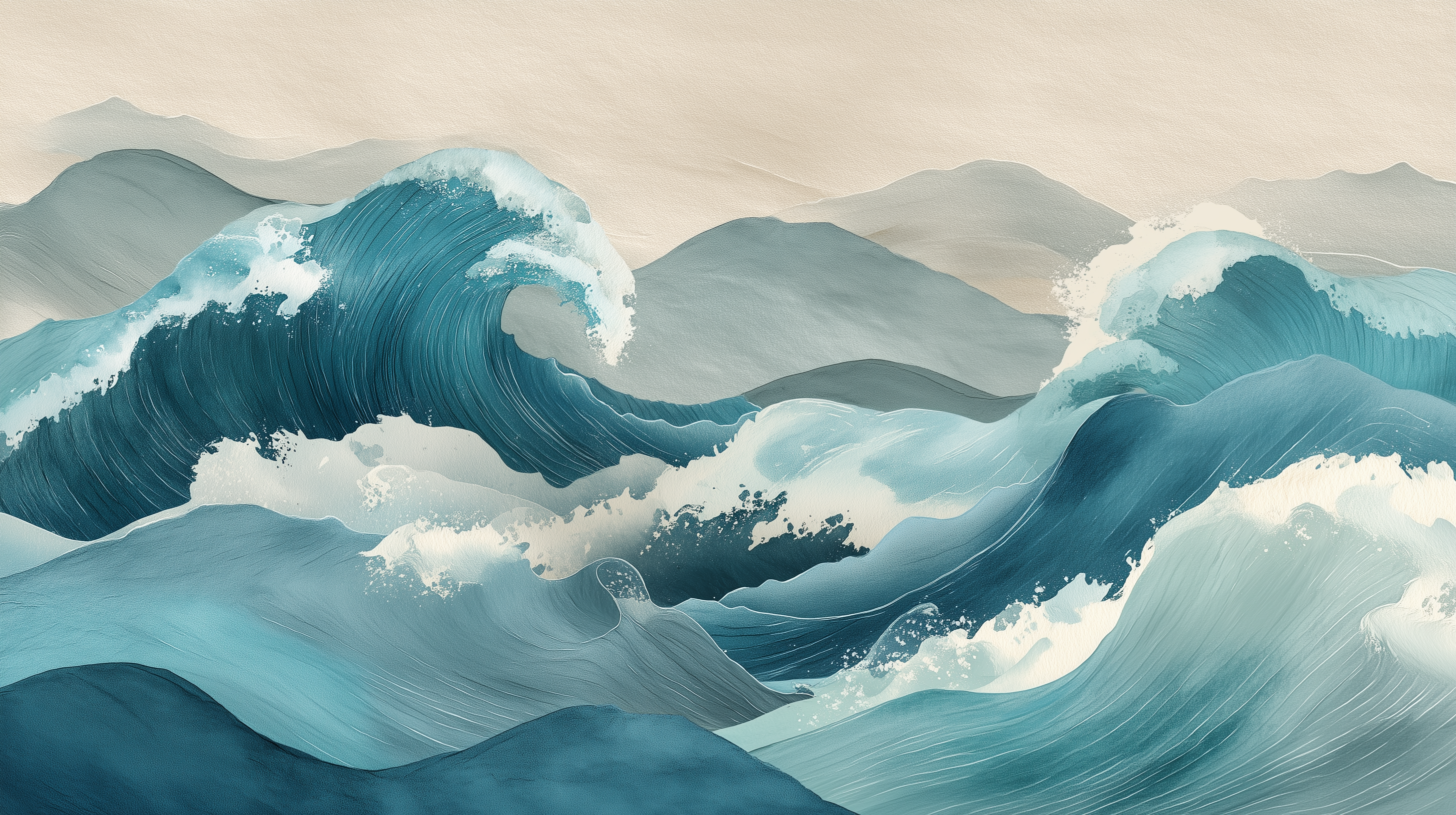Serene Tidal Layers Wall Mural