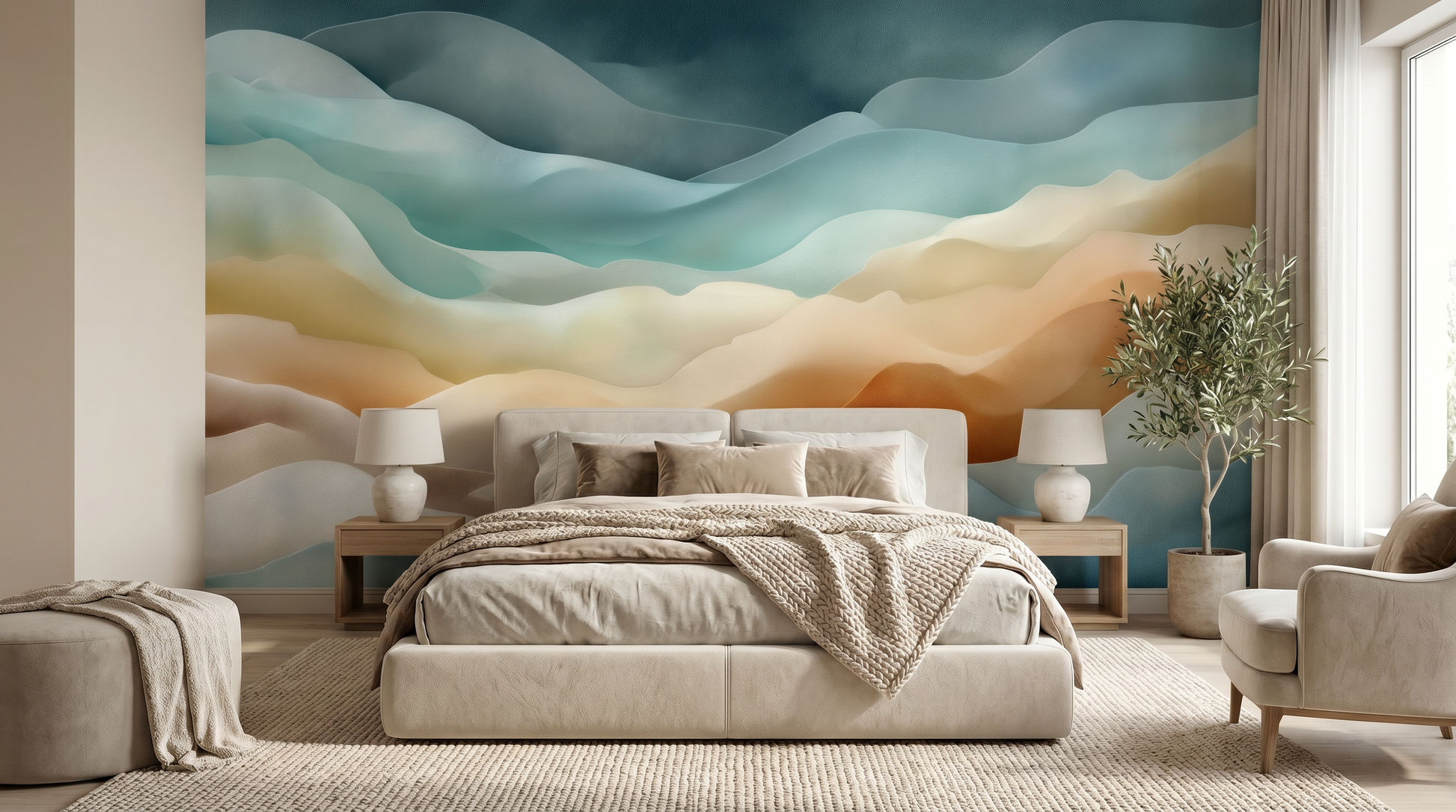 Layered Drift Abstract Wall Mural – wall mural, view 5