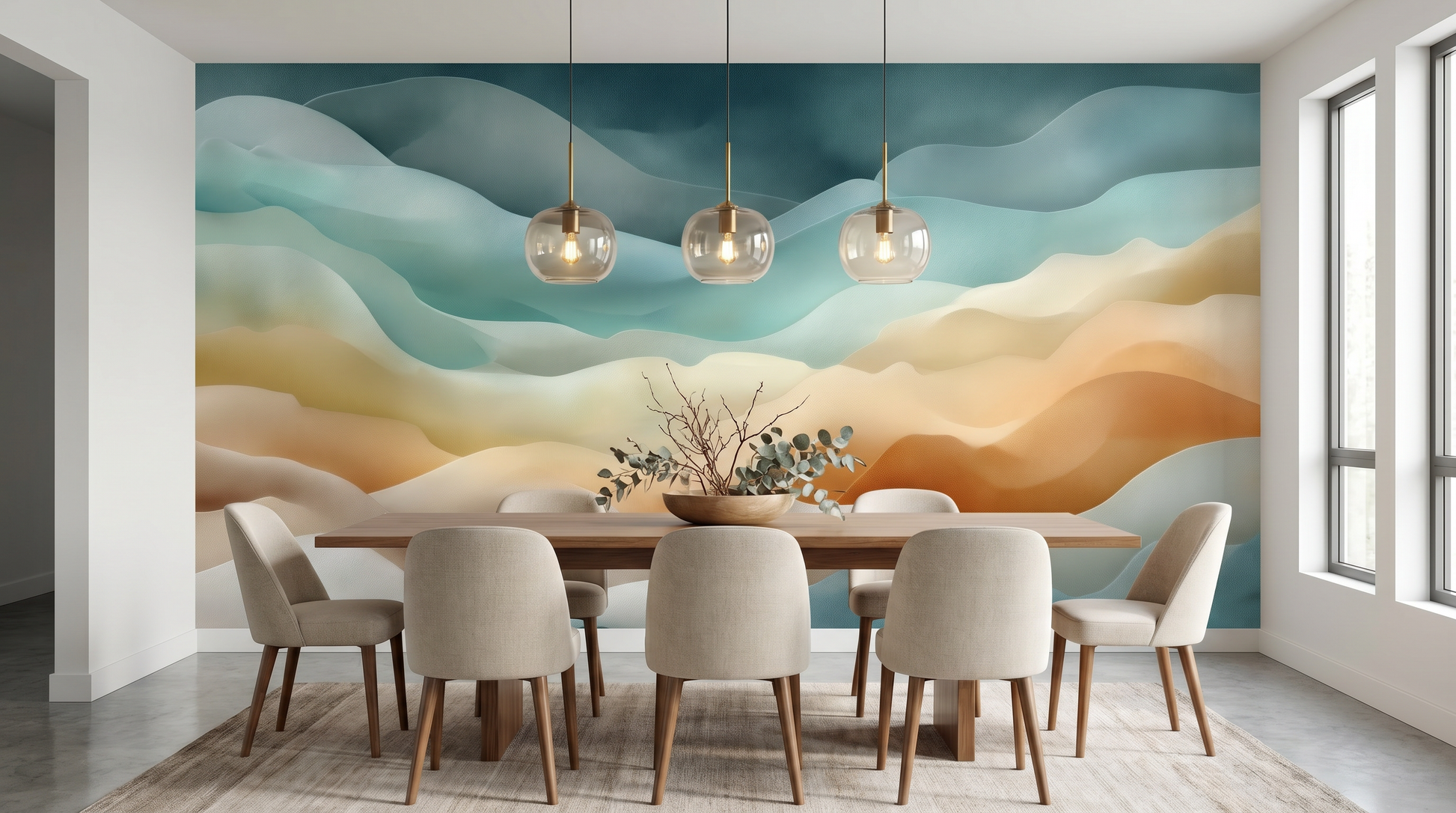 Layered Drift Abstract Wall Mural – wall mural, view 3