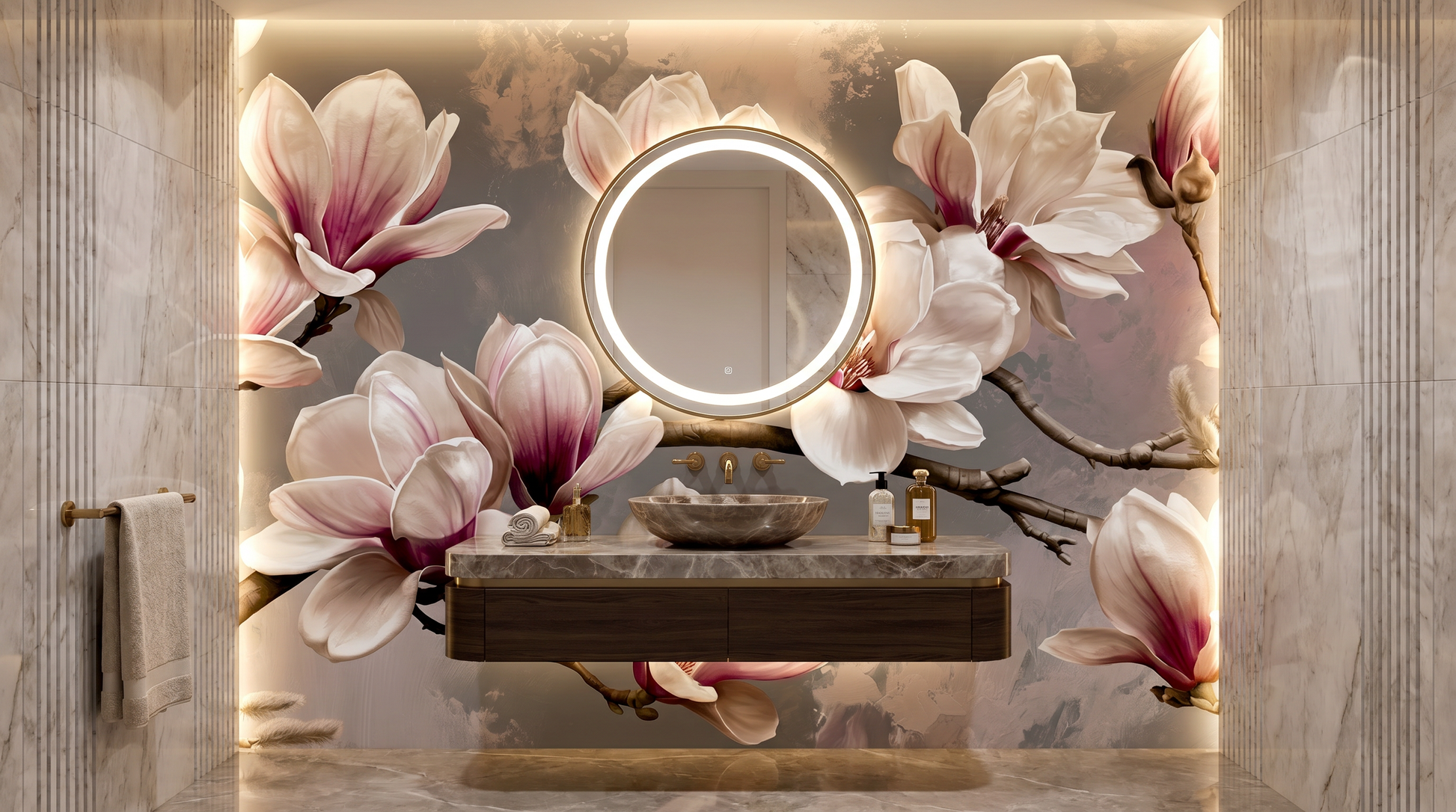 Blush Cherry Blossom Branch Wall Mural – wall mural, view 4