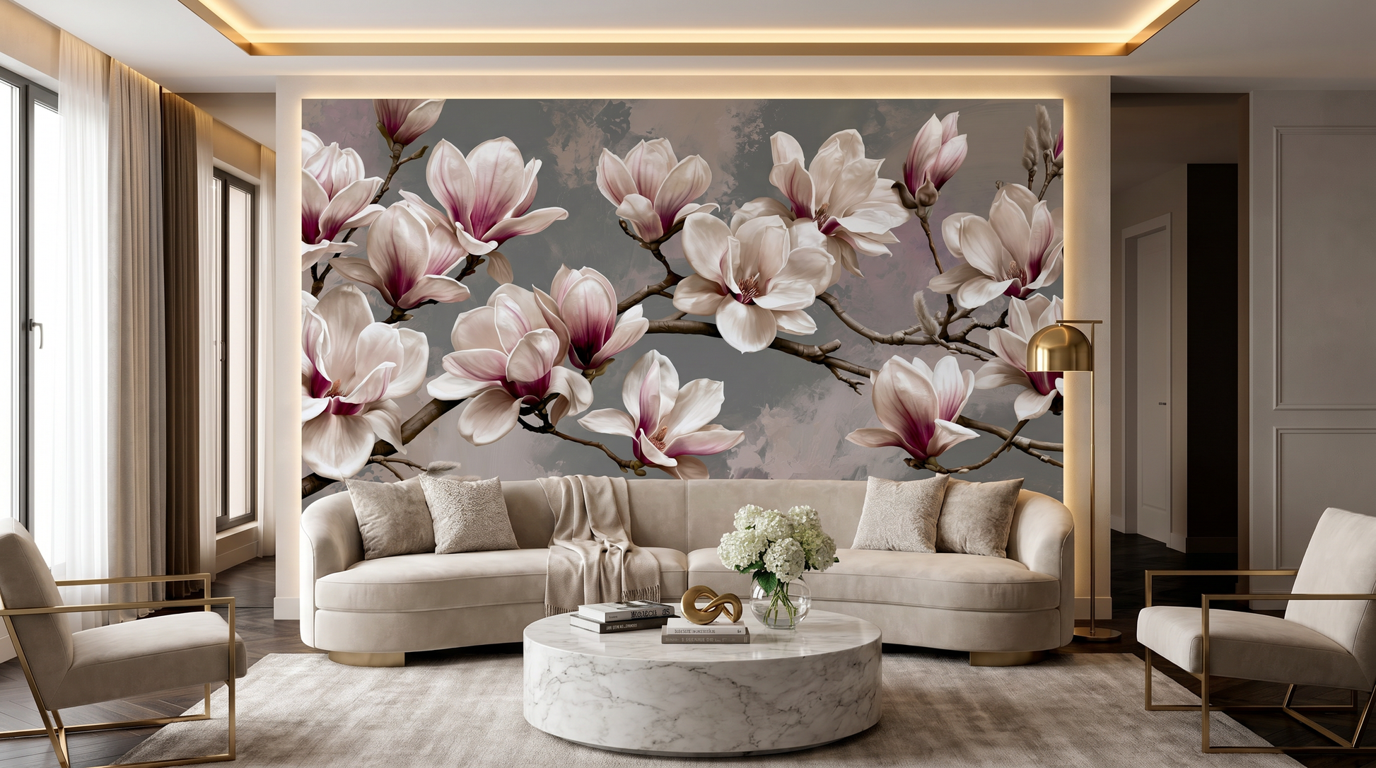 Blush Cherry Blossom Branch Wall Mural – wall mural, view 6