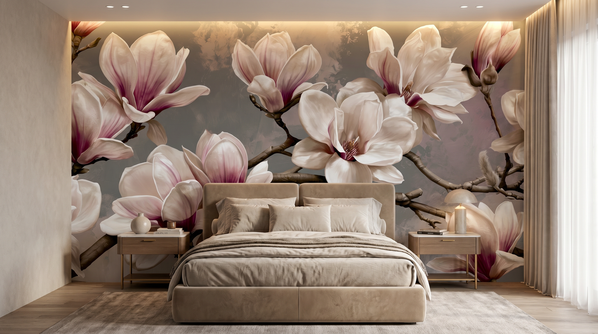Blush Cherry Blossom Branch Wall Mural – wall mural, view 3