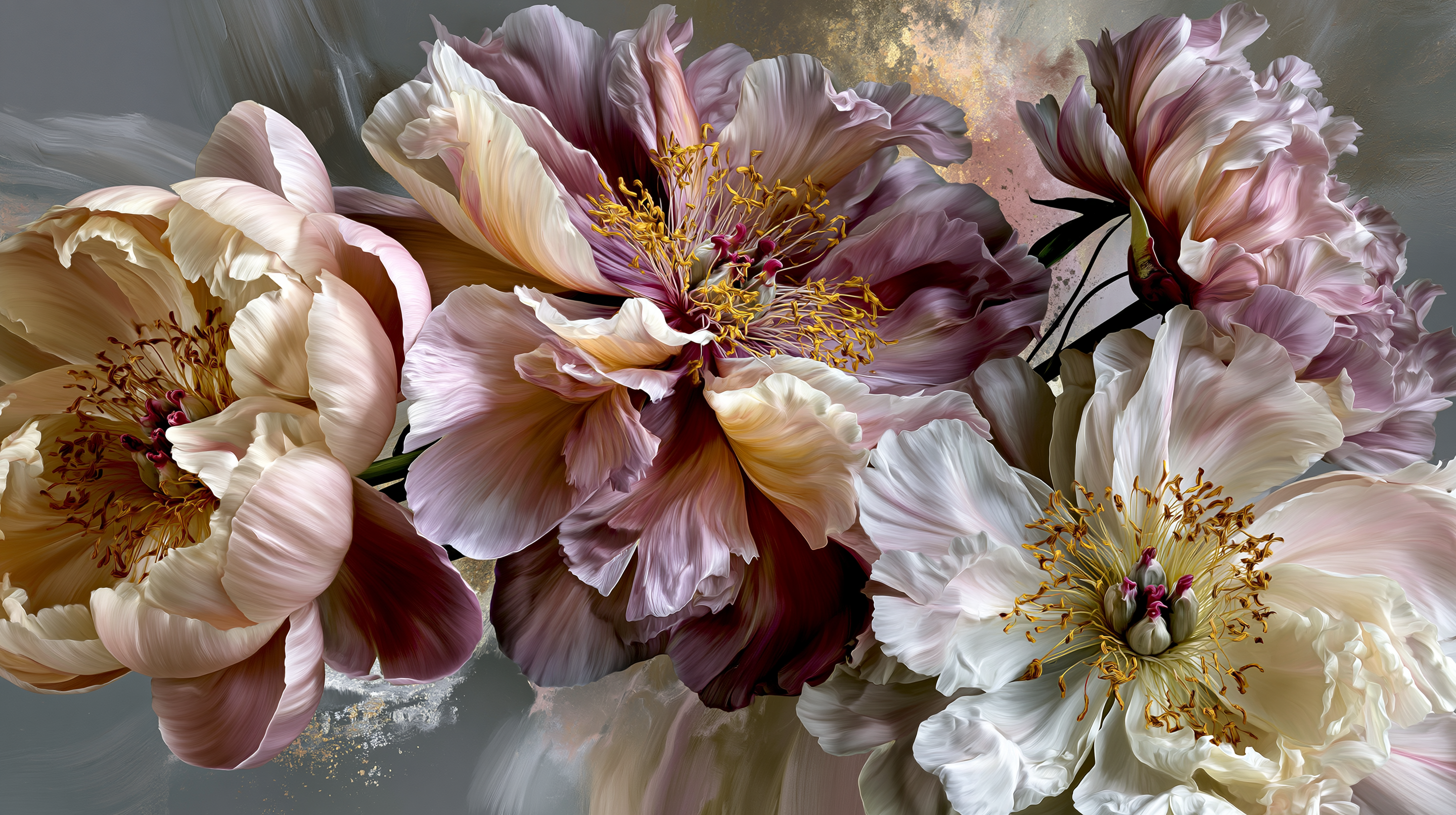 Blush Peony Grandeur Wall Mural – premium peel-and-stick wall mural