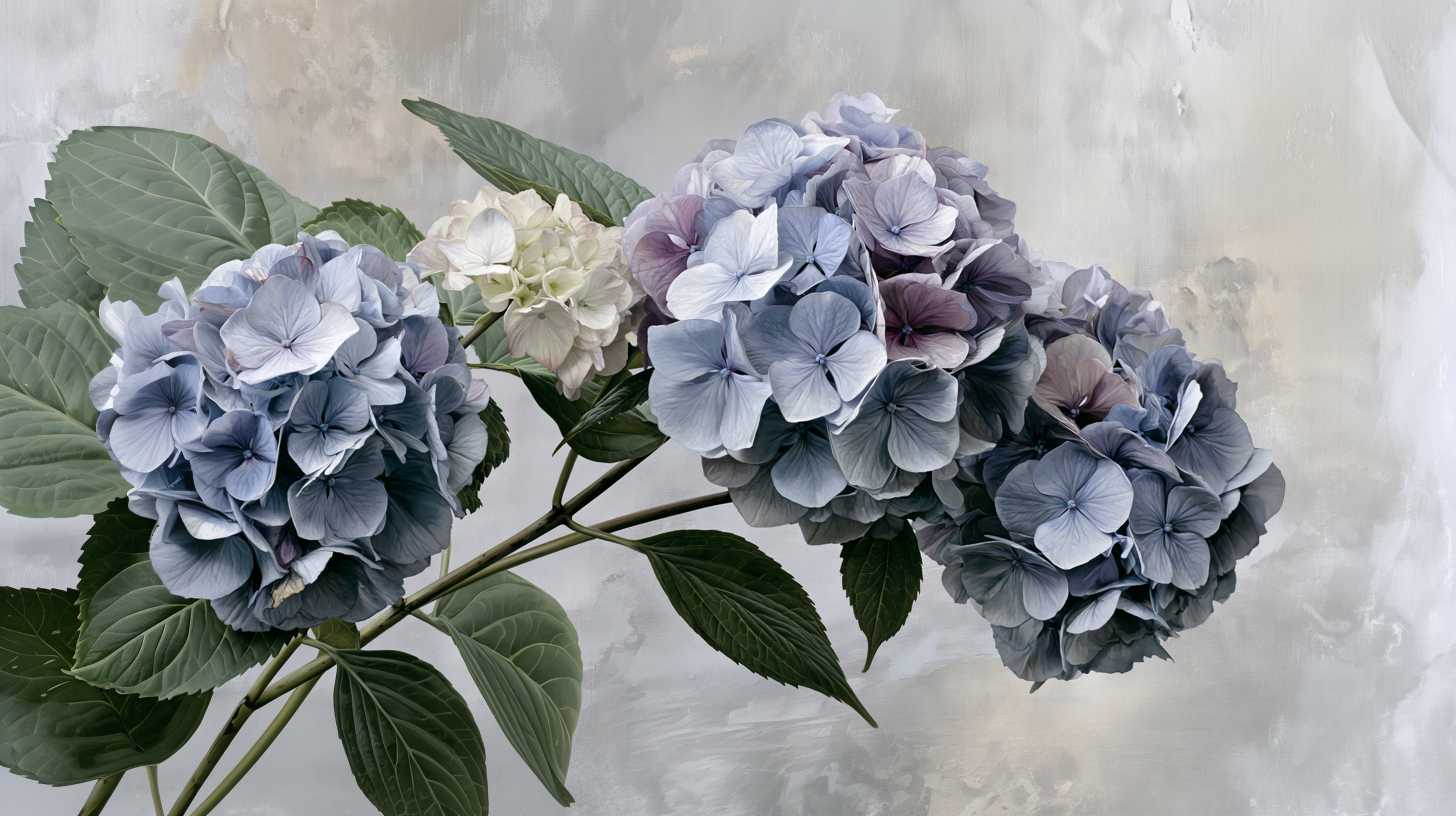 Misty Blue Hydrangea Elegance Wall Mural – premium peel-and-stick wall mural