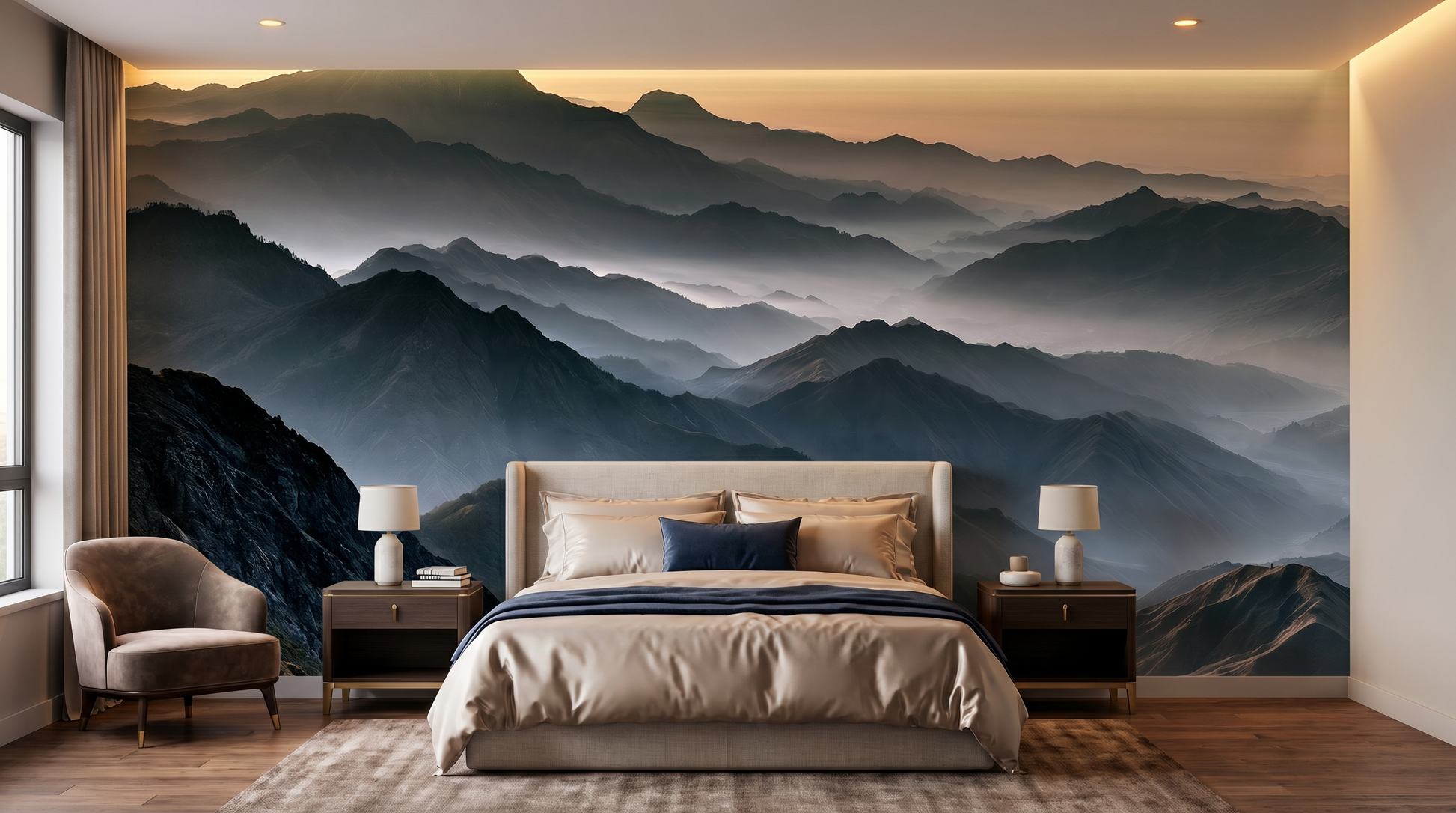 Misty Mountain Horizon Wall Mural – wall mural, view 3