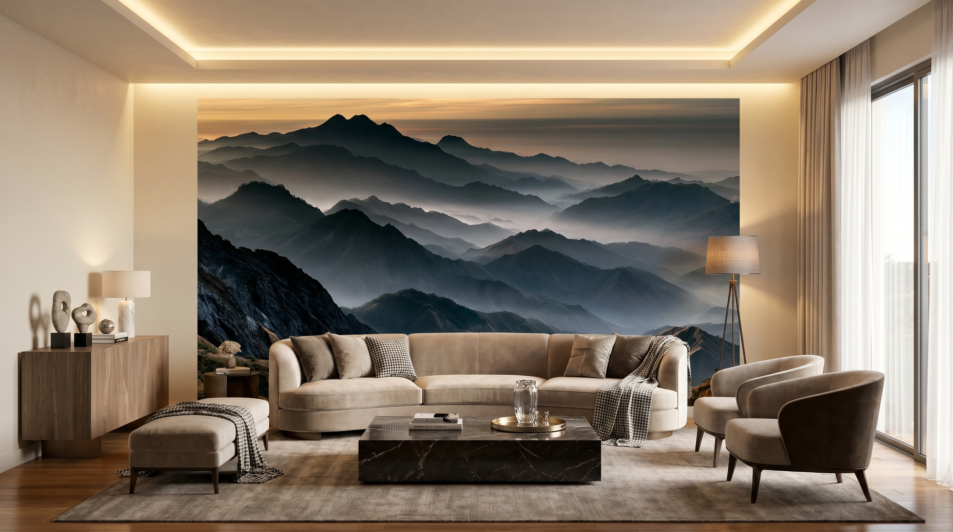 Misty Mountain Horizon Wall Mural – wall mural, view 4
