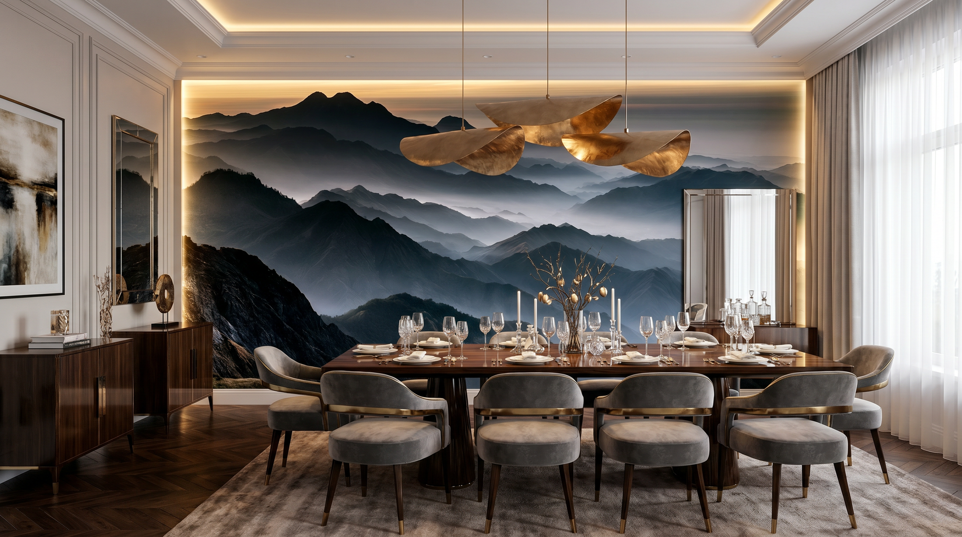 Misty Mountain Horizon Wall Mural – wall mural, view 5