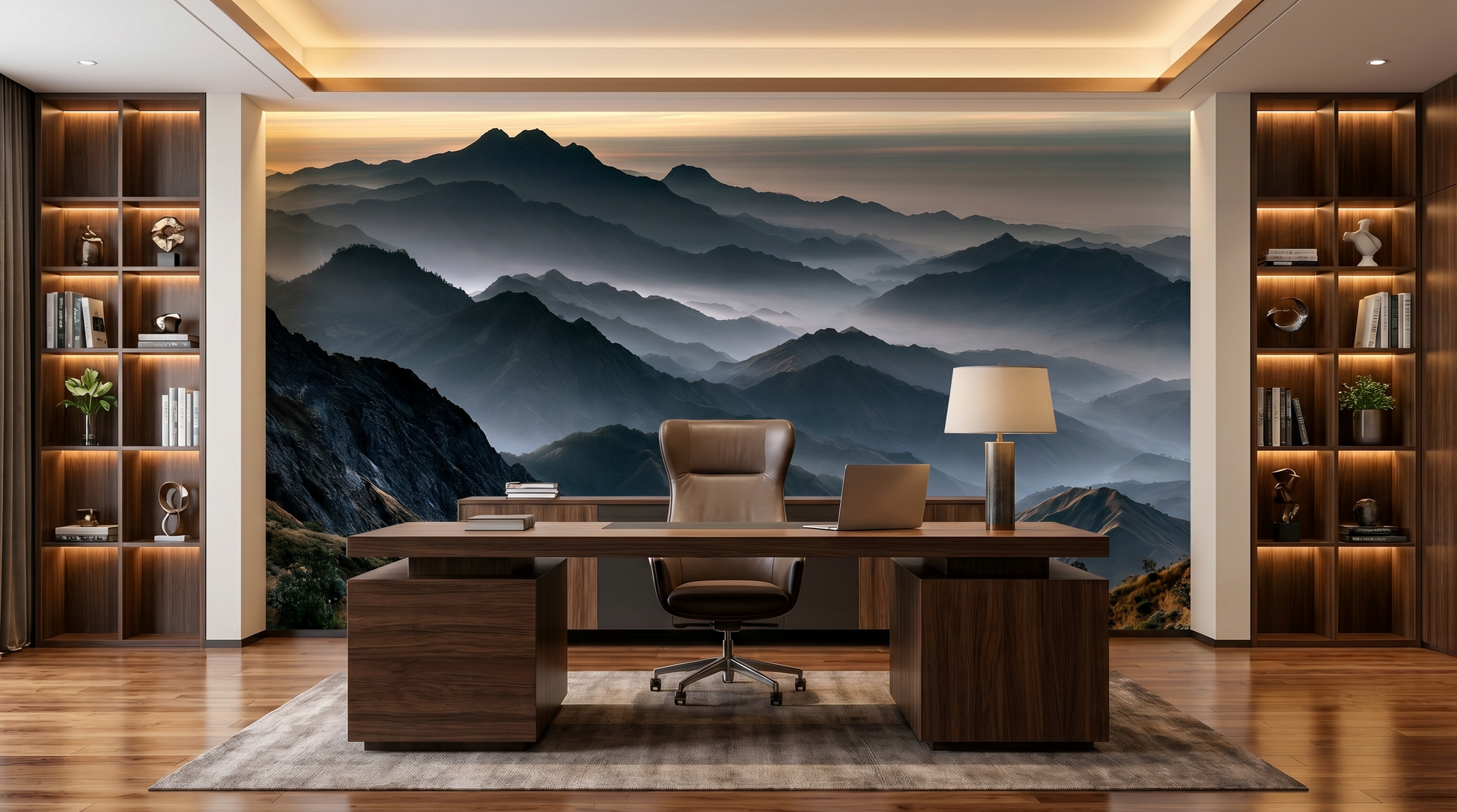 Misty Mountain Horizon Wall Mural – wall mural, view 2