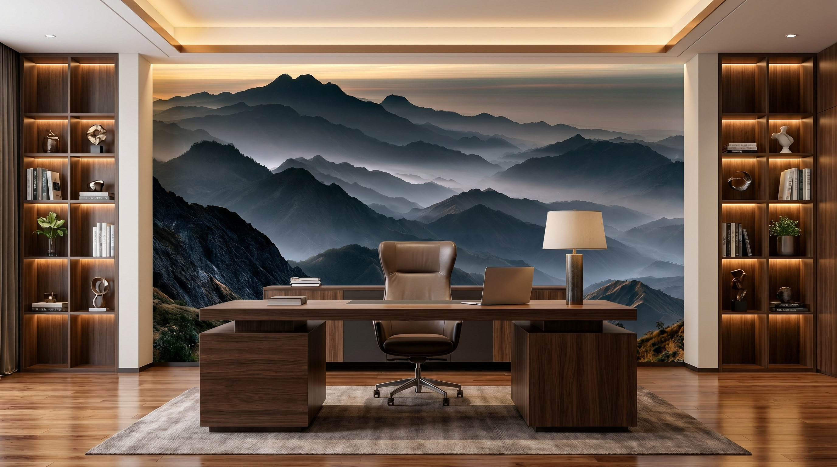Misty Mountain Horizon Wall Mural – wall mural, view 2
