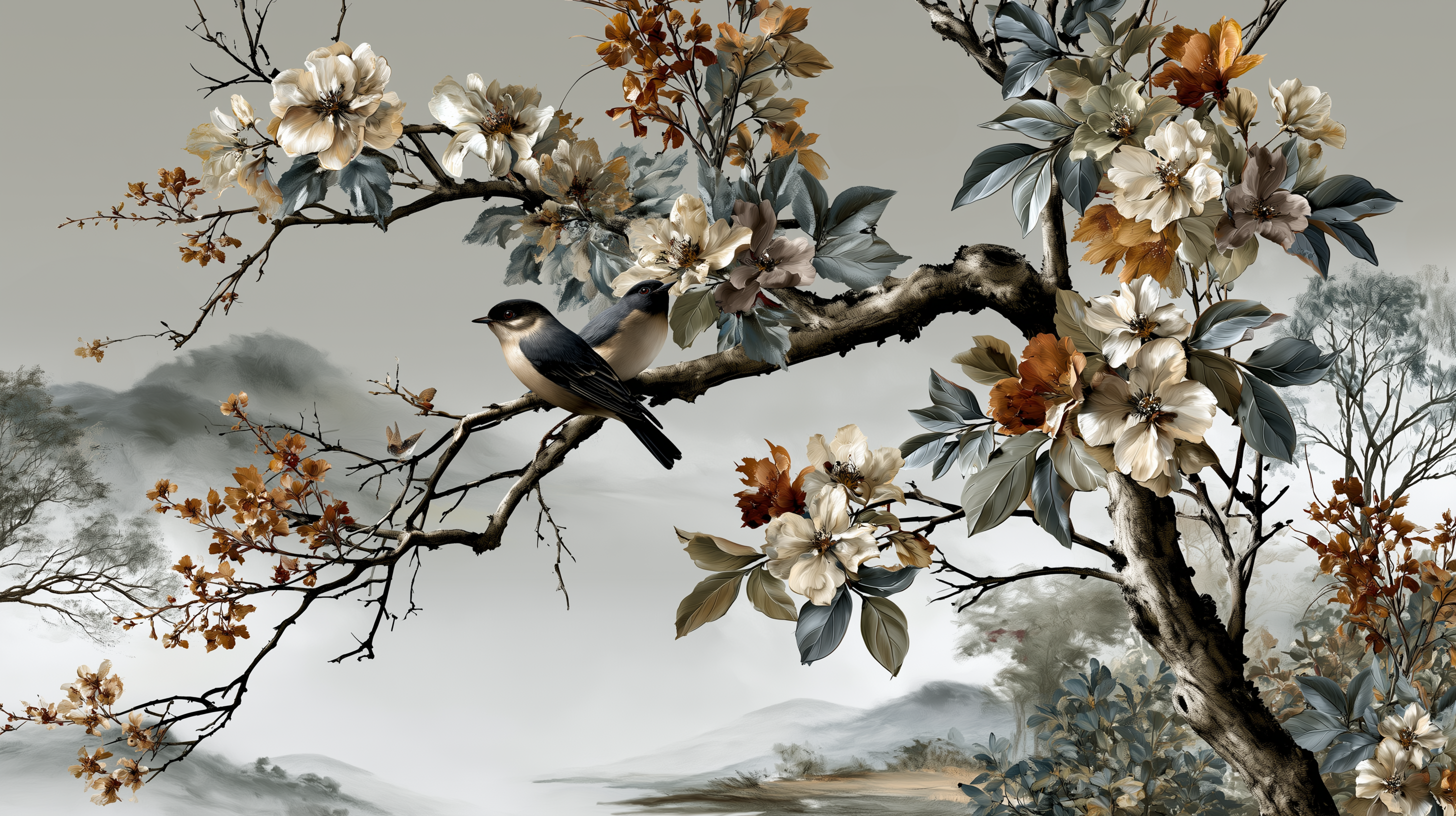 Autumn Blossom Song Wall Mural