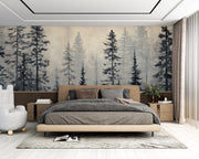 Echoes of Tranquility: Misty Pine Landscape