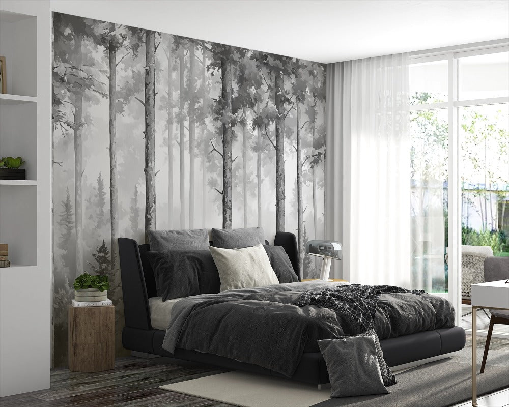 Silent Refuge: A Monochrome Forest of Dreams