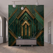 Art Deco Splendor: Geometric Elegance in Green and Gold
