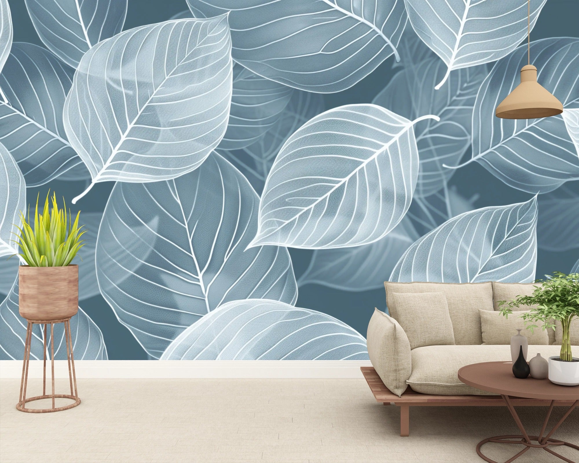 Frosty Freshness: A Veil of Leaves in Pastel Blue