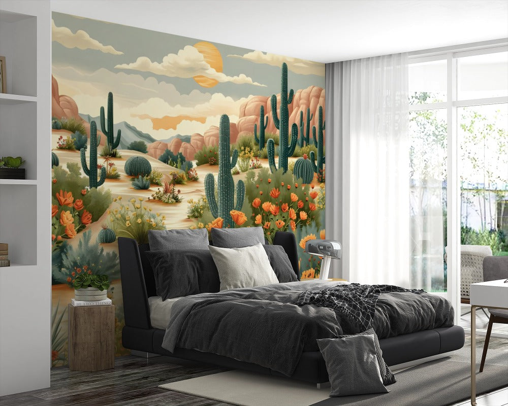 Desert Splendor: A Tapestry of Cactus and Flowers