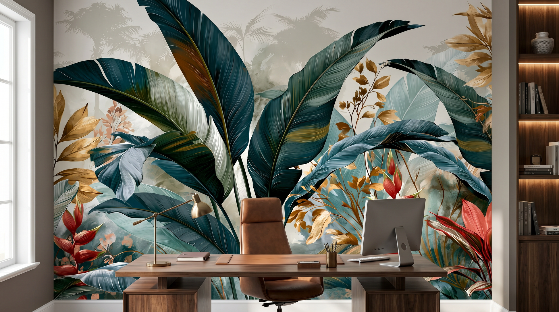 Tropical Banana Leaf & Heliconia Botanical Wall Mural – wall mural, view 4