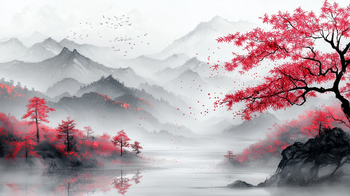 Crimson Serenity – Japanese Landscape