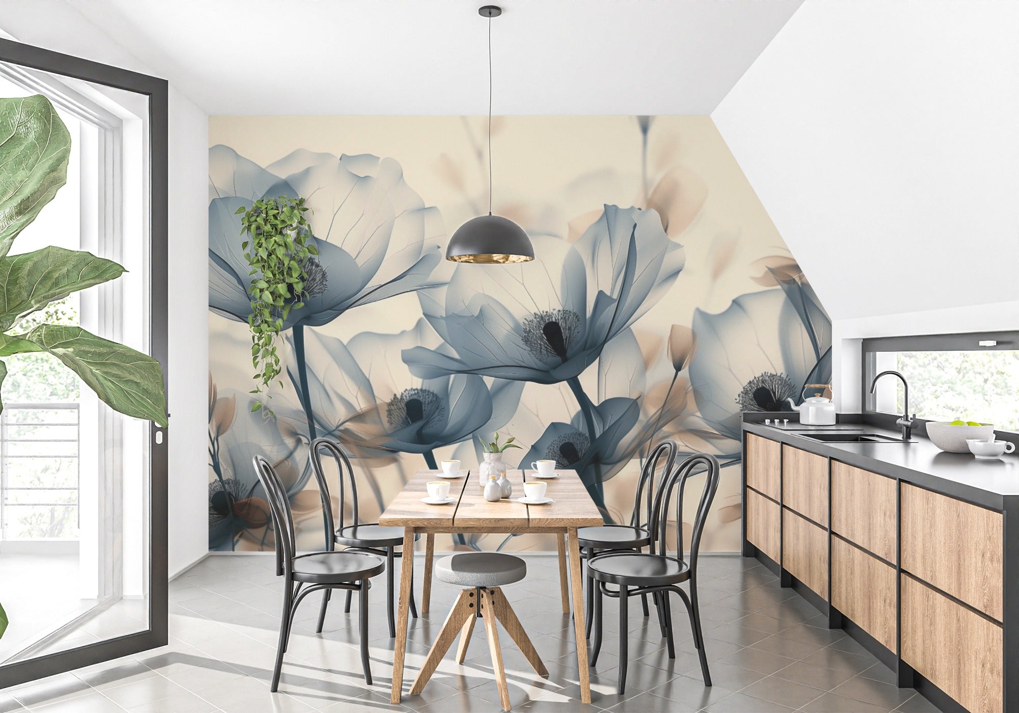 Subtle Bloom: Blue Petals Against the Wind