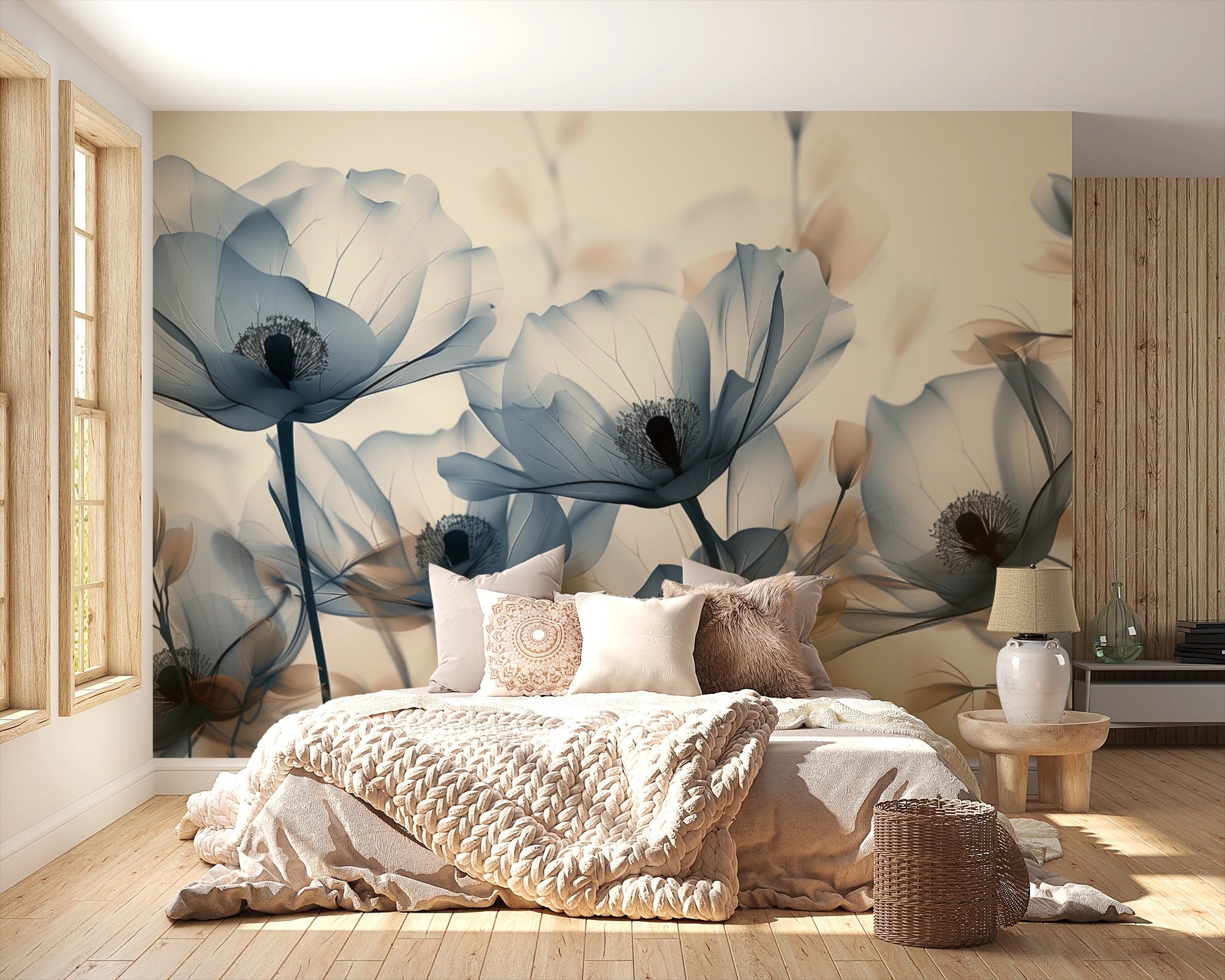 Subtle Bloom: Blue Petals Against the Wind