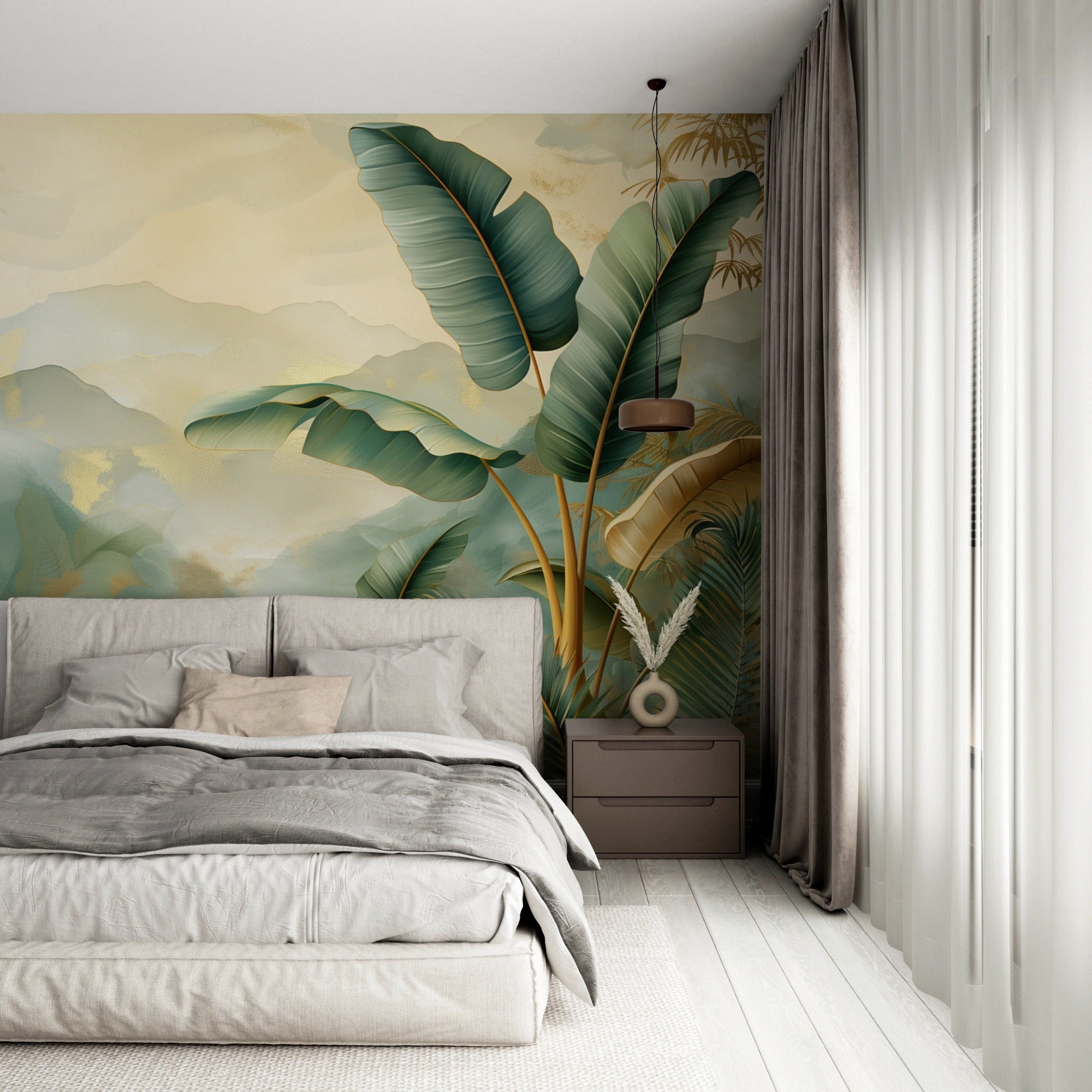 Essence of the Jungle: Green and Golden Leaves