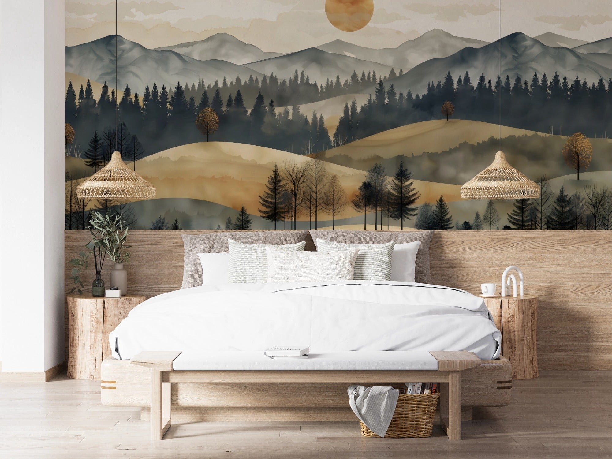 Golden Horizon: Hills and Forests at Sunset