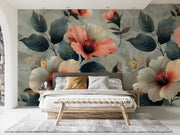 Botanical Elegance: Dreamy Flowers on a Marble Gray Background