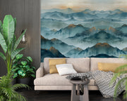 Endless Dawn: Layers of Blue Watercolor Mountains