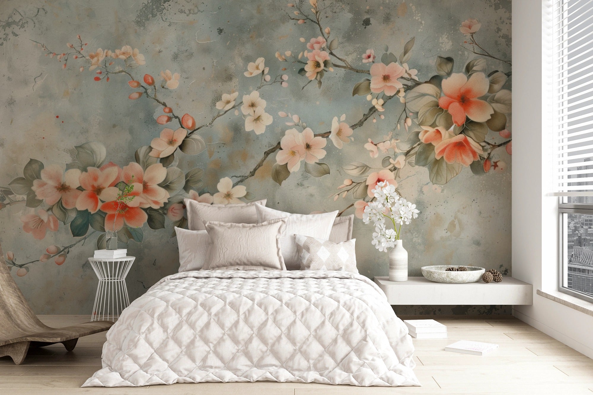 Dream Garden: Watercolor Flowers on a Textured Background