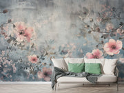 Botanical Dream: Pastel Flowers Among Mist and Texture