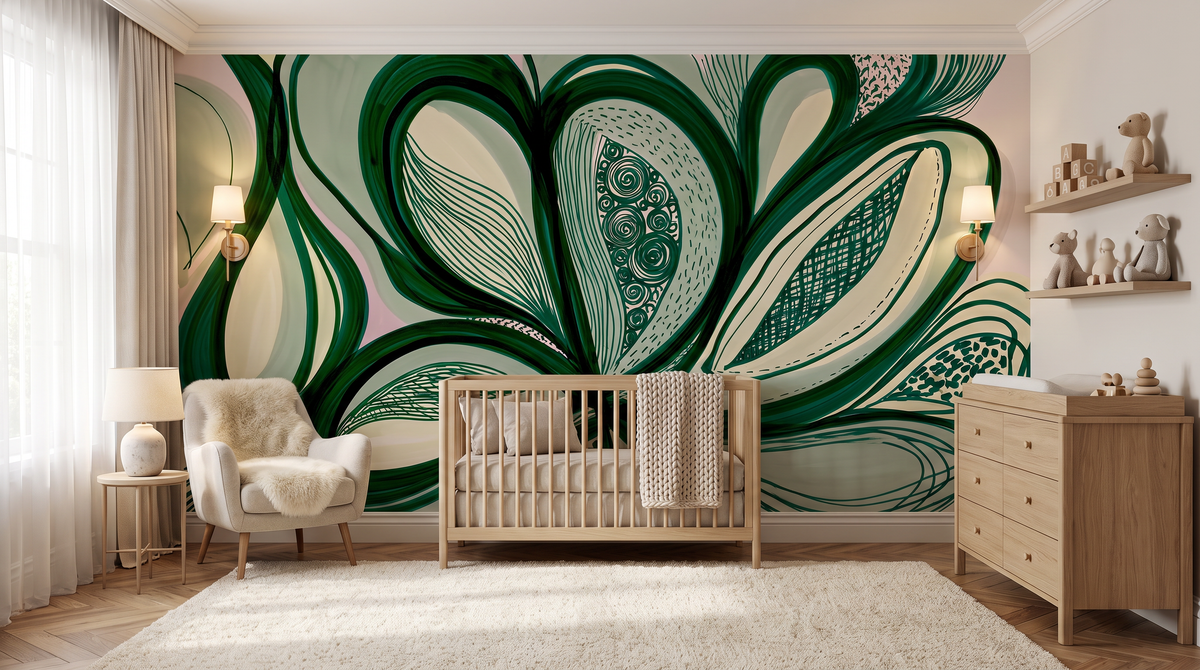 Emerald Enchantment – Green Abstract Floral