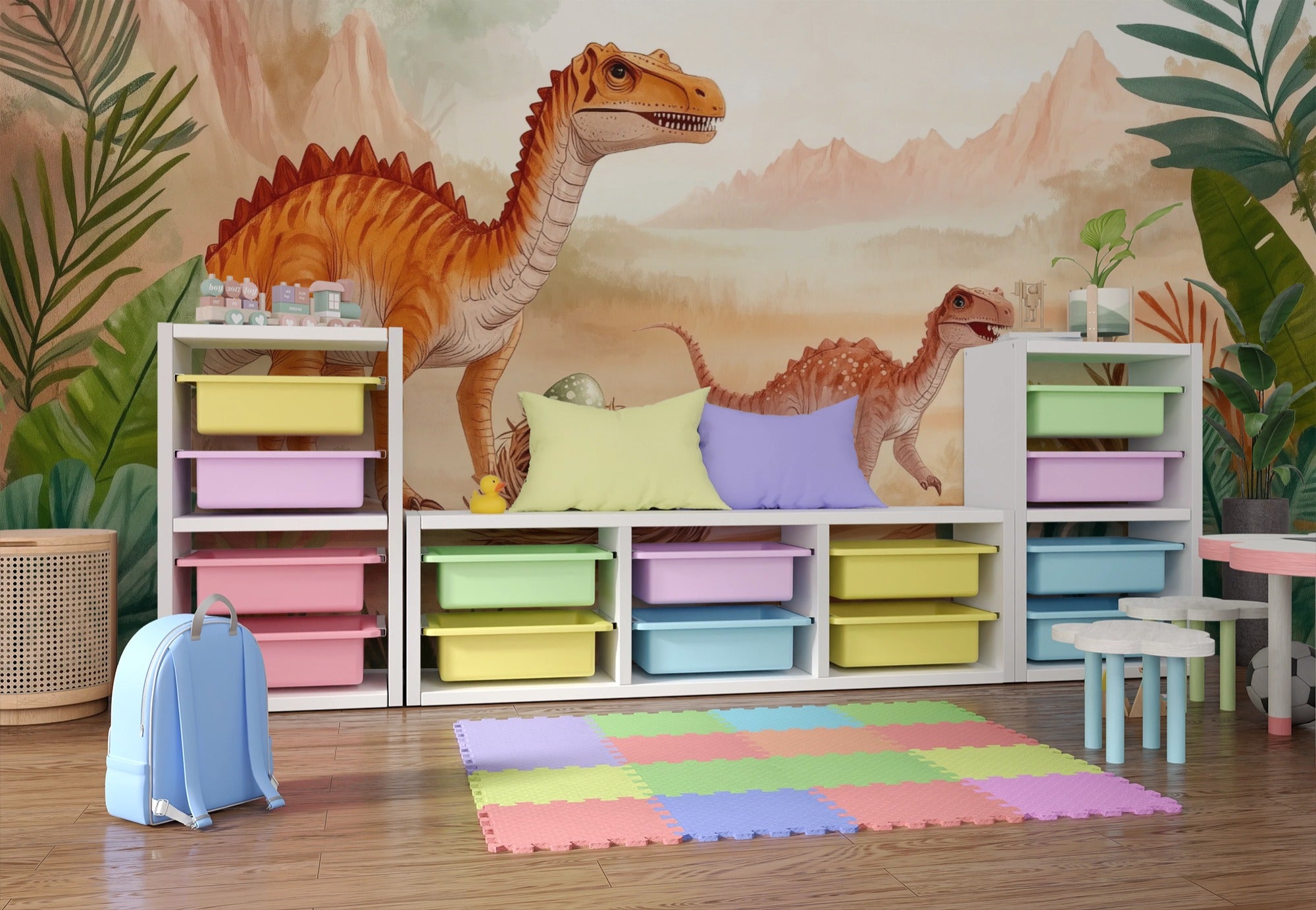 Dinosaur Illustration for Kids: Jurassic Cuteness with Eggs and Nature