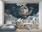 Celestial Whale’s Journey: A Nighttime Adventure Beneath the Full Moon