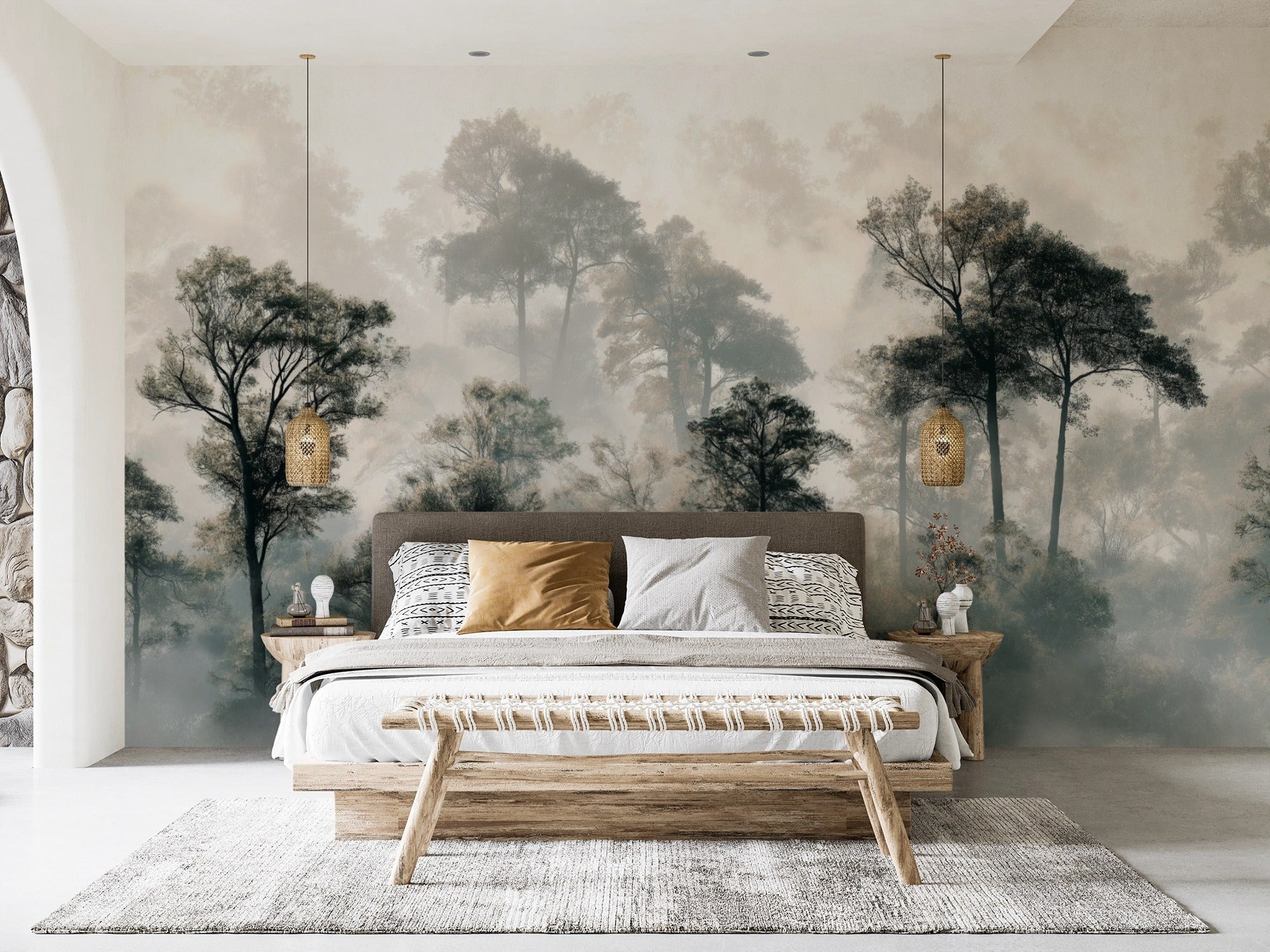 Misty Forest Peel and Stick Mural Serene Nature for Your Home