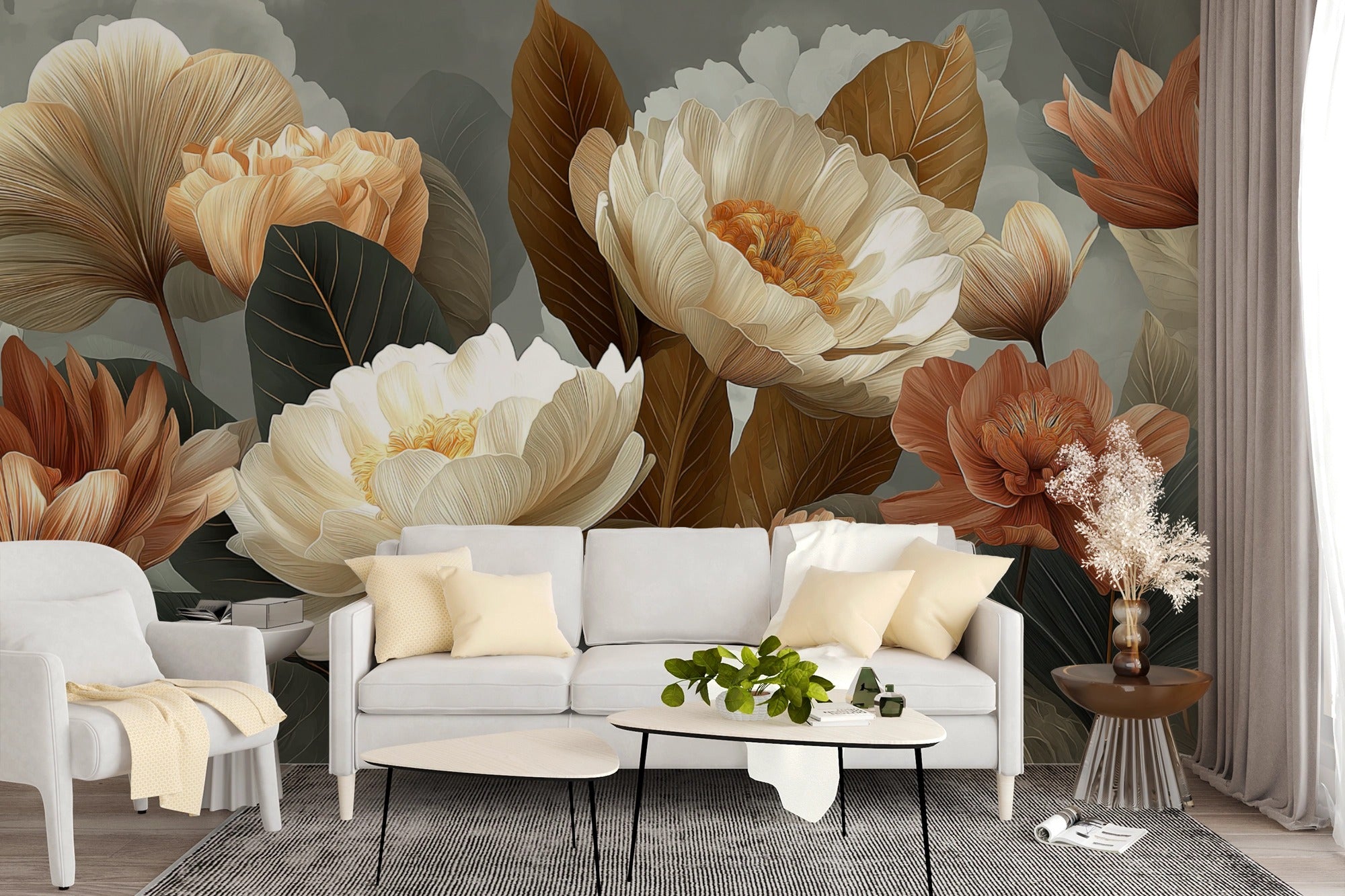 Large Flowers in Warm and Neutral Tones
