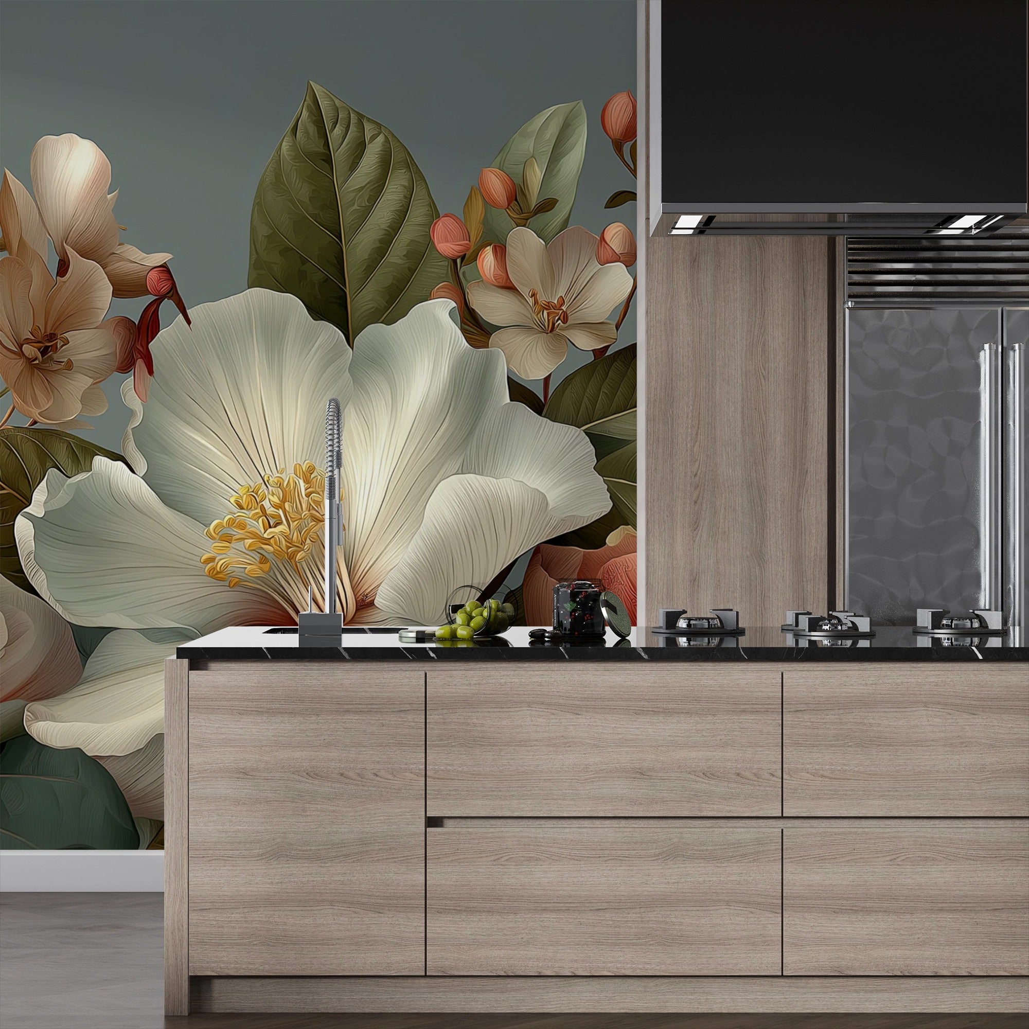 Elegant Warm-Tone Floral Mural