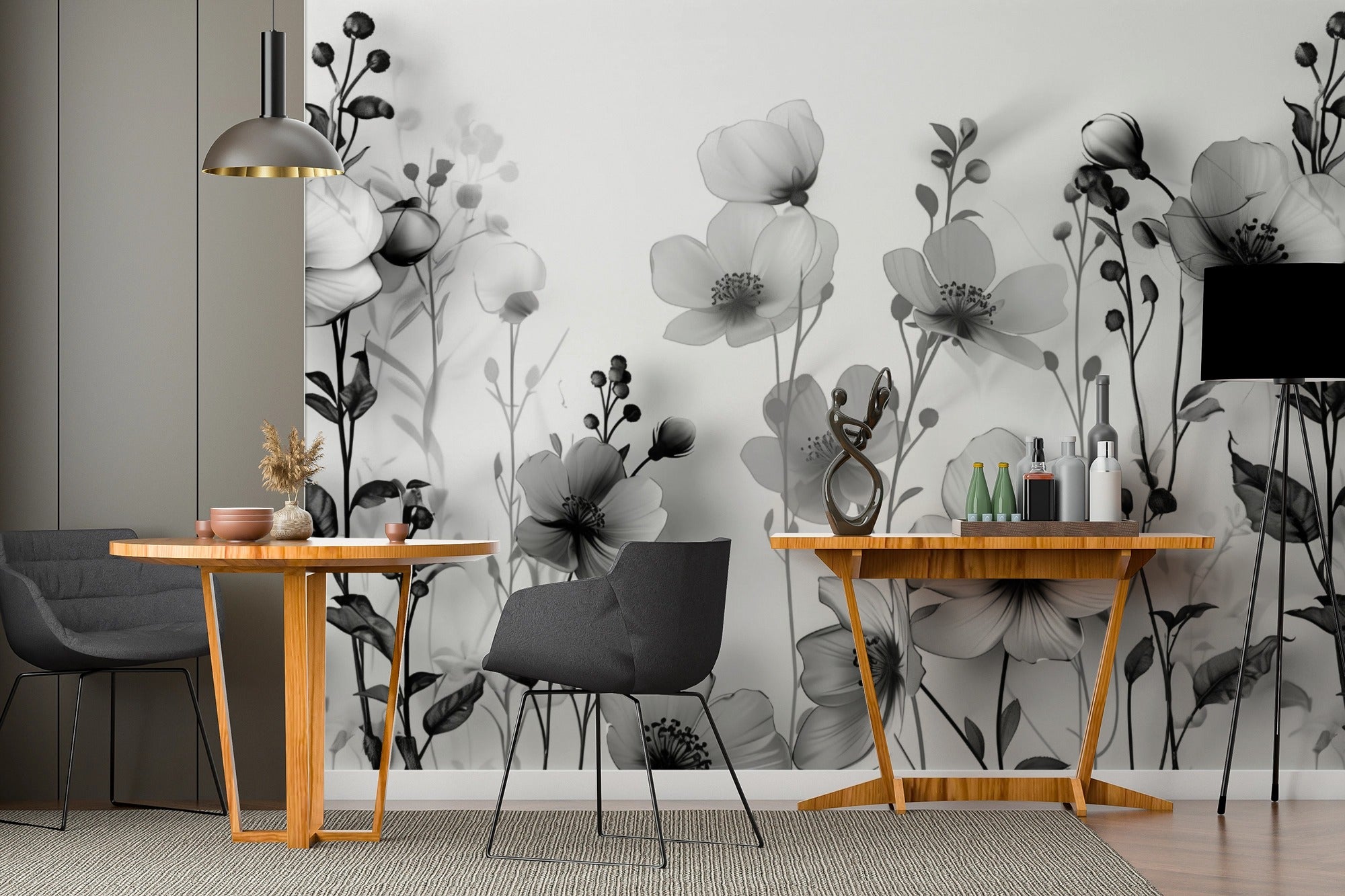 Grayscale Garden: Modern Floral Art for Contemporary Spaces