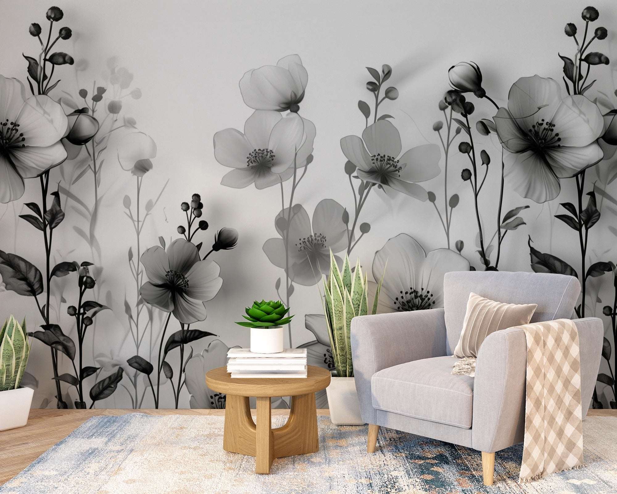 Grayscale Garden: Modern Floral Art for Contemporary Spaces