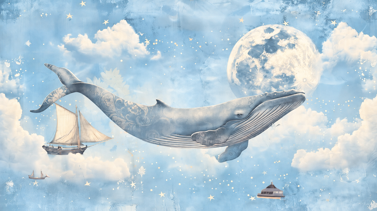 Celestial Whale Drift Mural
